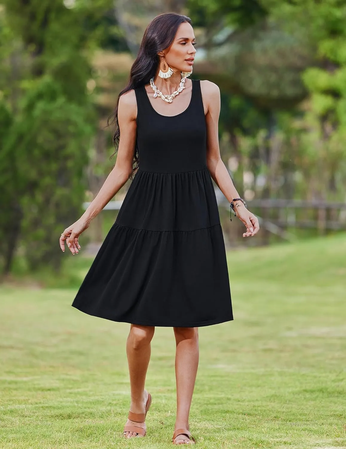 Zeagoo Boho Floral Casual Tank Dresses with Pockets