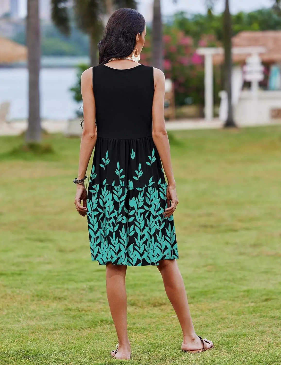 Zeagoo Boho Floral Casual Tank Dresses with Pockets
