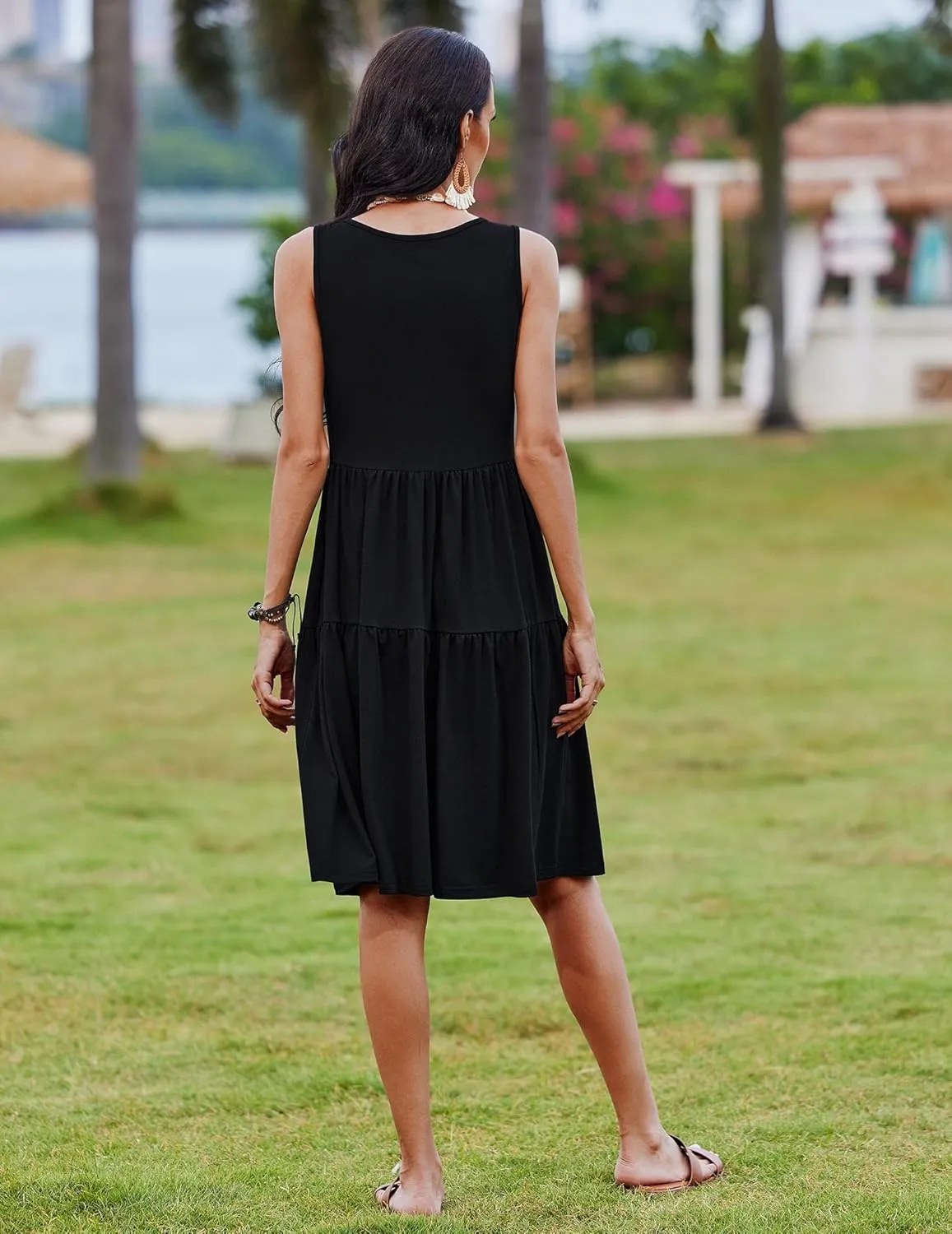 Zeagoo Boho Floral Casual Tank Dresses with Pockets