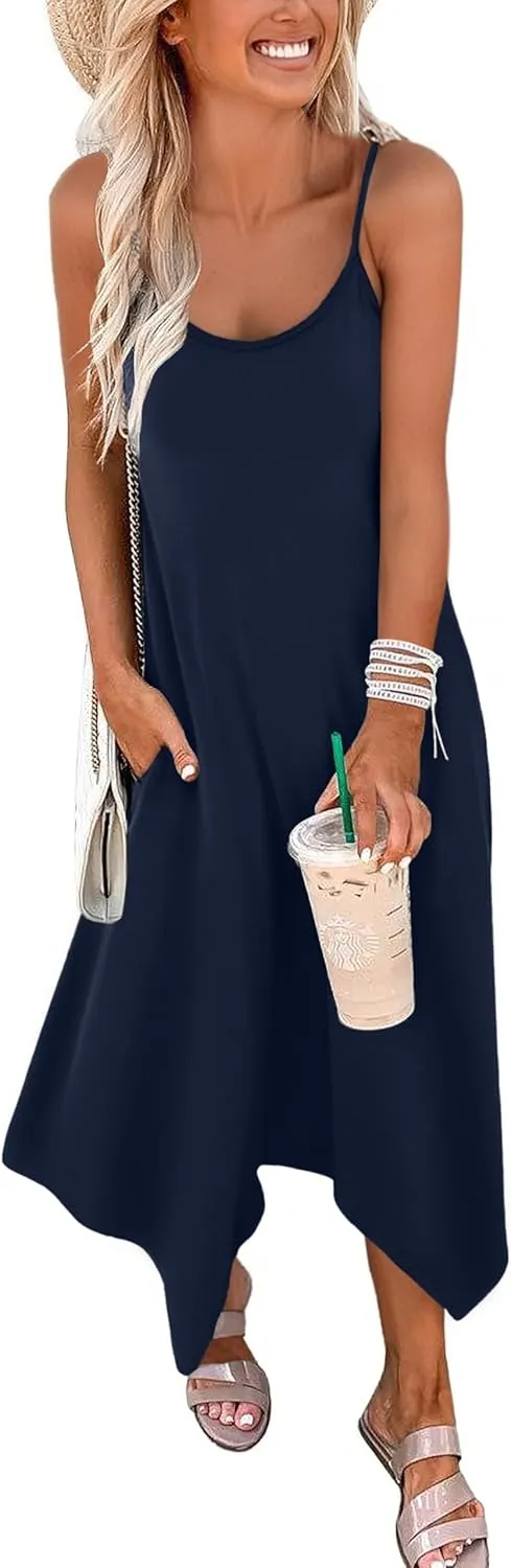Zeagoo Women Midi Dress Bohemian Beach Cover Up Dress