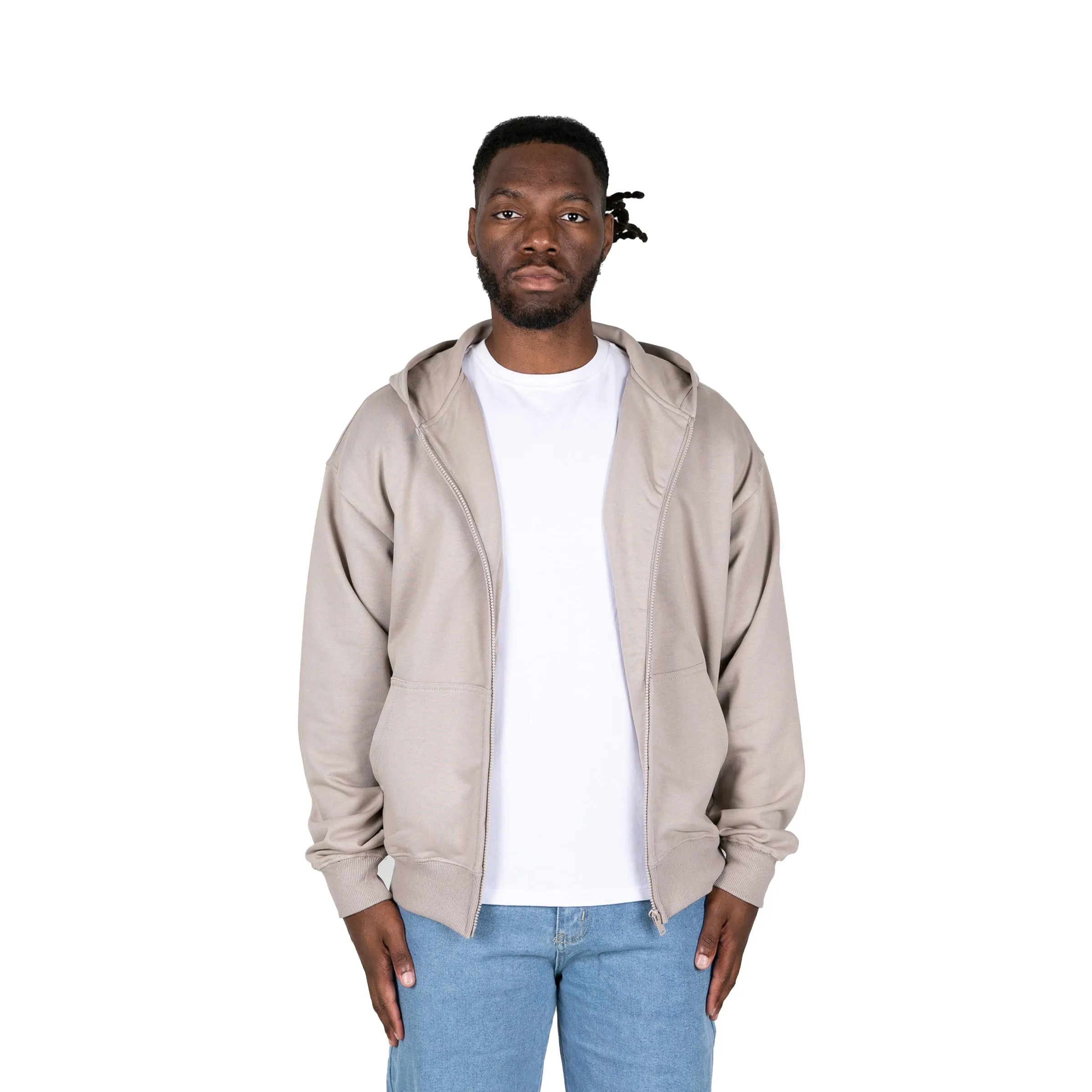 ZIP UP HOODIE - LIGHT GREY